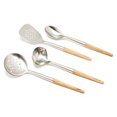 Jet Tila Olivewood Handle Stainless Steel 4-piece Utensil Set