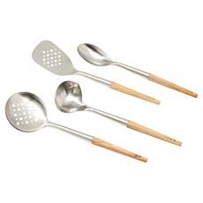 Jet Tila Olivewood Handle Stainless Steel 4-piece Utensil Set
