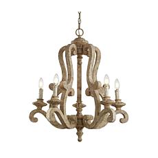 Jonathan Y Brown Oria 5-Light 27" Wood/Iron Scrolled LED Chandelier