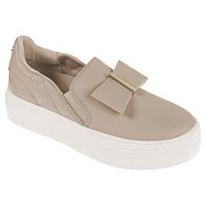 Joy Luxe Slip-On Genuine Leather Bow Sneaker with Orthotic Insole