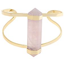 KALIFANO Goldtone Gemstone Crystal Cuff Bracelet
