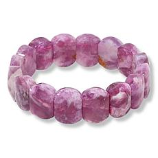 KALIFANO Purple and White Lepidolite Bead Stretch Bracelet