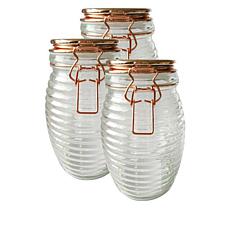 Kinetic 3-piece Beehive Glass Canning Jar Set