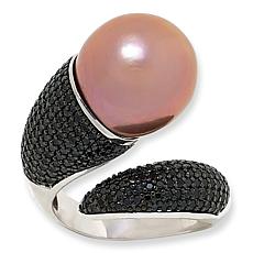 Kwan Collections Cultured Pearl and Black Spinel Bypass Ring