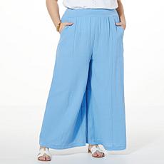 Lacey Chabert Crinkle Wide-Leg Pant