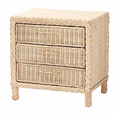 Lanica Japandi Nightstand with Rattan Accents