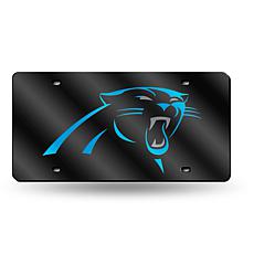 Laser-Engraved Black Plate - Carolina Panthers