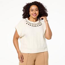 LB70 by Lloyd Boston Glimmer & Go Boxy Jeweled Sweater