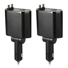 Letscom 4-in-1 Multi-Device Car Charger 2-pack