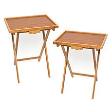 Lipper 2-pc Bamboo Lipped Snack Tables