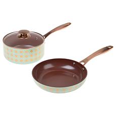 Lorna Maseko 3-piece Ceramic Nonstick Skillet and Pan with Lid
