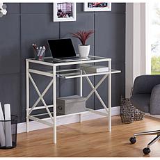 Marion Metal/Glass Small-Space Desk - White
