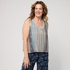 Mark & James by Badgley Mischka Draped Striped Sequin Top