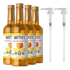 Matteo's 4-pack Sugar-Free Assorted Coffee Syrups w/2 Pumps