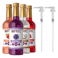 Matteo's 4-pack Sugar-Free Assorted Flavored Syrup w/2 Pumps