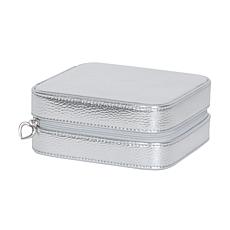Mele and Co Luna Travel Jewelry Case in Silver Metallic Vegan Leather