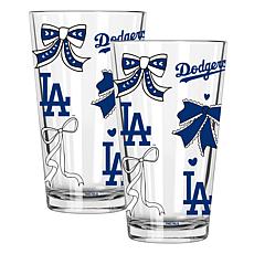 Memory Company 2-pack MLB 16oz Bow Pint Glasses, Los Angeles Dodgers