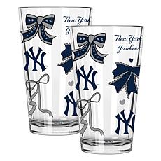 Memory Company 2-pack MLB 16oz Bow Pint Glasses, New York Yankees