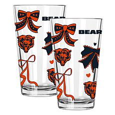 Memory Company 2-pack NFL 16oz Bow Pint Glasses, Chicago Bears