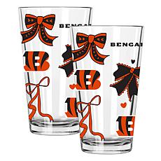 Memory Company 2-pack NFL 16oz Bow Pint Glasses, Cincinnati Bengals