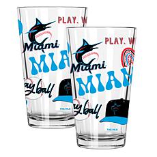 Memory Company MLB Marlins 16-oz Stainless Steel Pint Glasses 2-Pack