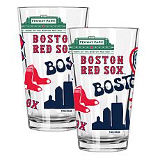 Memory Company MLB Red Sox 16-oz Stainless Steel Pint Glasses 2-Pack