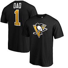Men's Fanatics Black Pittsburgh Penguins #1 Dad Logo T-Shirt