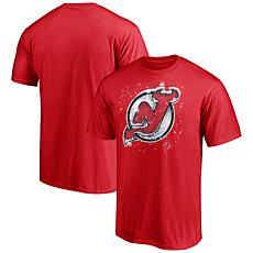 Men's Fanatics Red New Jersey Devils Snow Logo T-Shirt
