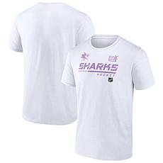 Men's Fanatics White San Jose Sharks NHL Hockey Fights Cancer T-Shirt