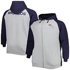 Men's Heather Gray Denver Broncos Big & Tall Fleece Raglan Full-Zip...