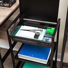 Mind Reader 3 Tier Cart with Covered Compartment Organizer Metal