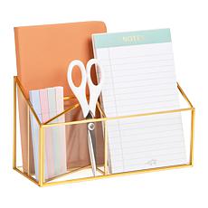 Mind Reader 4-Compartment Glass Desktop Organizer