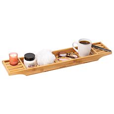 Mind Reader Bamboo Bathtub Caddy Tray Organizer