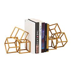 Mind Reader Decorative Geometric Cube Bookends Metal Set of 2