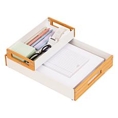 Mind Reader Metal and Wood Tiered Desktop Trays