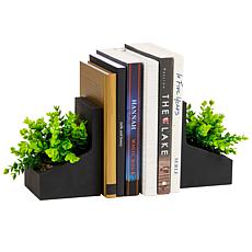 Mind Reader Planter Bookends with Faux Greenery Decorative Set of 2