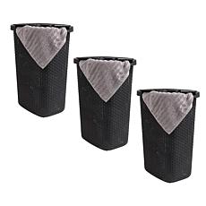 Mind Reader Plastic 60L Laundry Hamper Lid Set of 3 Ivory