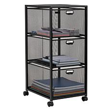 Mind Reader Rolling File Cabinet with 3 Drawers, Black