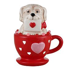 Miss Valentine Ceramic Valentine Puppy in Tea Cup