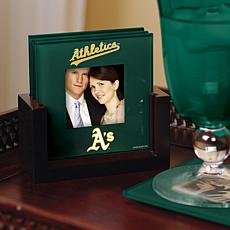 MLB Sports Team Set of 4 Glass Coasters - Oakland A's