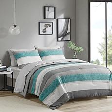 Modern Stripe Bed in a Bag Comforter Set with Sheets