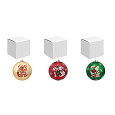 Mr. Christmas Set of 3 Jumbo Round Ornaments 