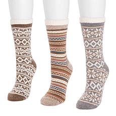 MUK LUKS Tall Cozy Lined Lounge Socks - Pack of 3