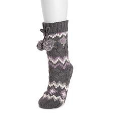 Muk Luks Women's Chunky Fairisle/Cable Mix Cabin Socks
