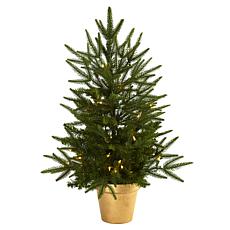 Nearly Natural 2.5-Ft. Christmas Tree w/Golden Planter & Clear Lights
