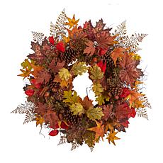 Nearly Natural 30”  Maple Leaves, Acorn, Pinecones Fall Wreath