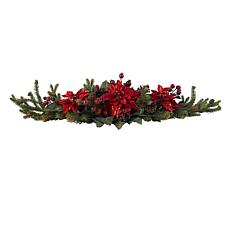 Nearly Natural Poinsettia & Berry Centerpiece