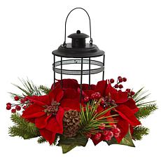 Nearly Natural Poinsettia Berry Pine Artificial Candelabrum
