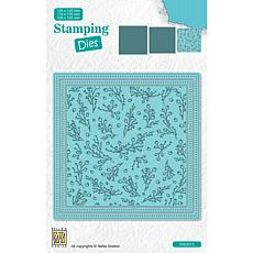 Nellie's Choice Stamping Die Square - Christmas - Branches W/ Berries