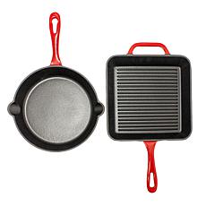 Neo Enameled Cast Iron 2-piece Fry Pan and Grill Pan Set